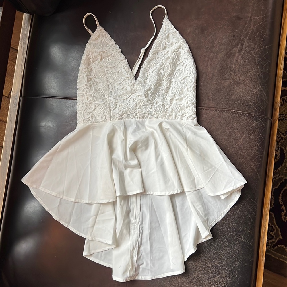 White peplum Marilyn Monroe style tank